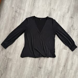 Banana Republic Wrap Top‎ Black Long Sleeve Blouse, EUC, Small
